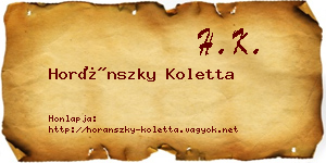 Horánszky Koletta névjegykártya